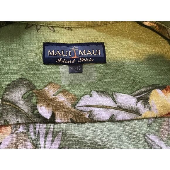 Maui Maui Mens XL Hawaiian Shirt‎ Floral Button Short  Sleeve - Picture 3 of 4